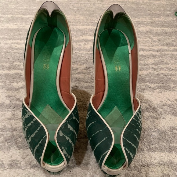 Guillaume Hinfray green reptile embossed heels - Picture 2 of 8